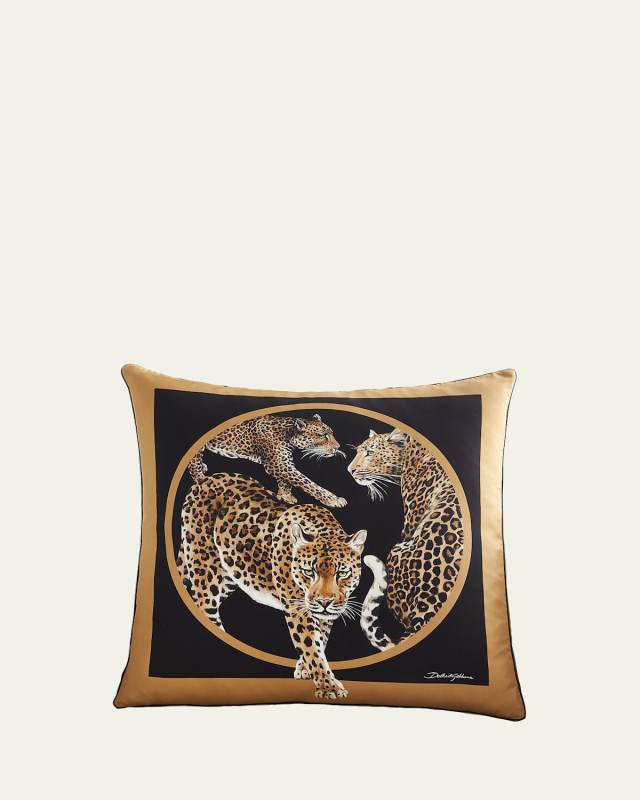 Leopard Silk Cushion, 24"